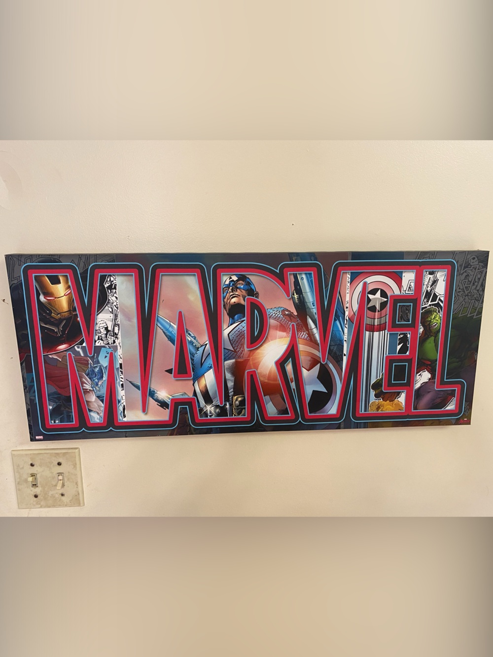 Marvel Comics Avengers Logo Canvas Wall Art 30 x 12 inches